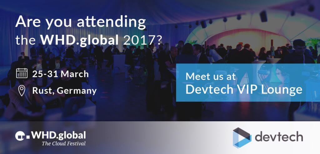 Devtech sponsoring the VIP lounge at WorldHostingDays 2017